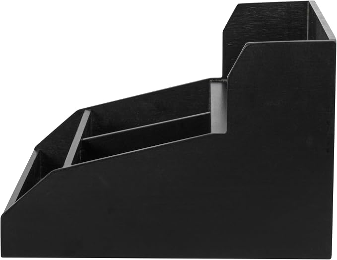 Restaurantware Coffee Cup Organizer 15 x 14.25 x 9.25 Inch Multipurpose Bamboo Condiment Holder Black Countertop Cup and Lid Organizer for Coffee Shops and Office Break Rooms - Image 10