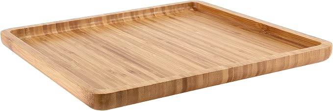 4 Pack 11.8 Inches Square Bamboo Tray, Natural Bamboo Serving Platter, Bamboo Serving Tray for Coffee, Tea, Fruits, Cheese - Image 4