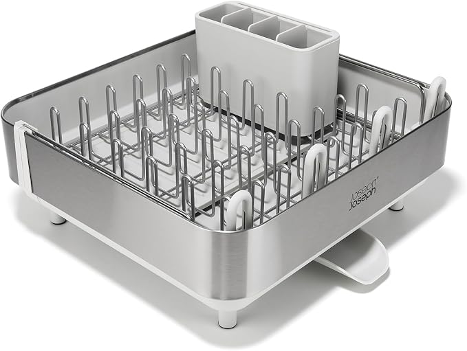 Joseph Joseph Extend Steel Plus Extendable Dish Rack Steel, Small to Large Dish Drainer with Wine Glass Holder & Drain Spout - Image 2