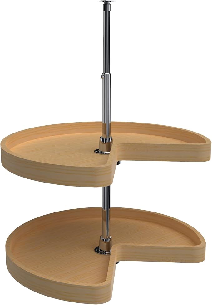 Rev-A-Shelf Dual Shelves Kidney-Shape 32" Lazy Susan Turntable Home Organizer for Diagonal Lower Corner & Base Kitchen Cabinets, Wooden, 4WLS472-32-52 by Rev-A-Shelf