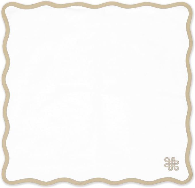 Hofdeco Premium Coastal Cotton Cloth Napkins Set of 4, 20"x20" Washable Dinner for Events, Weddings, Home Use, Neutral Tan Embroidered Endless Knot - Image 4