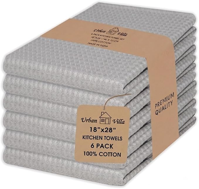Urban Villa Kitchen Towels Cotton Dish Towels 20”x30” (Set of 6) Smoke by CottonTrends