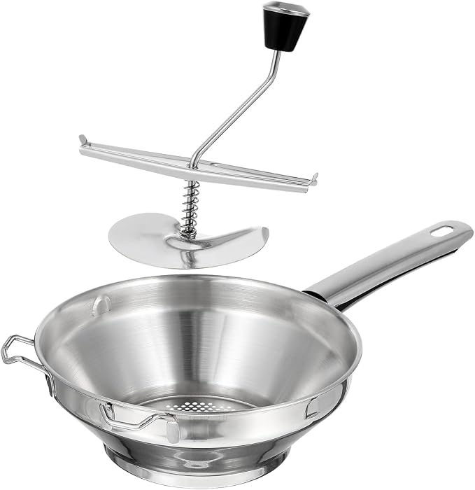 Amosfun Potato Ricer, Stainless Steel Potato Masher, Manual Rotating Potato Ricer, Rice Press for Tomato Sauce, Applesauce, Puree, Mashed Potatoes, Baby Food, Fruit and Vegetables by Amosfun