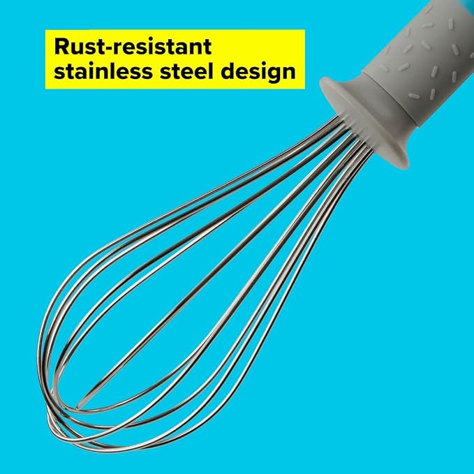 Tasty Stainless Steel Whisk, Balloon Whisk for Stirring and Whipping Ingredients, Balloon Wire Whisk, Egg and Milk Frother, Dimensions: 26 x 6 cm, Colour: Blue, Grey, Silver - Image 4
