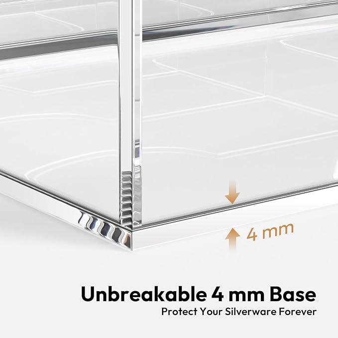 NIUBEE Acrylic Utensil Silverware Tray for Drawer, Clear Cutlery Organizer | Expandable Silverware Organizer for Flatware, 9 Compartments Adjustable Utensil Organizer,Clear Silverware Holder for Kitchen - Image 8
