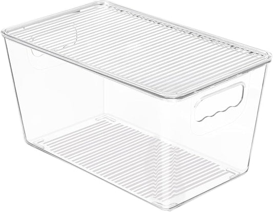 Vtopmart 1 Pack Clear Stackable Storage Bins with Lids, Medium | BPA-free Plastic, Organize Vertically, For Pantry Kitchen Fridge Cabinet Closet Bathroom, Built to Last, Easy to Move by Vtopmart