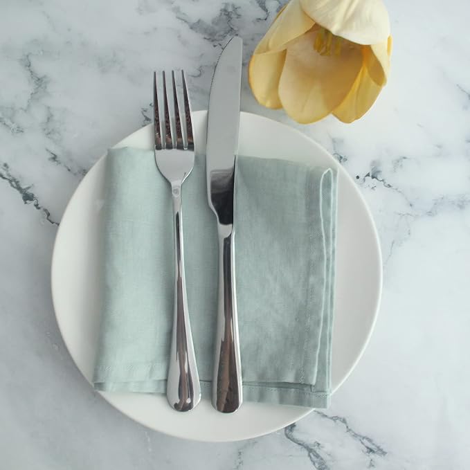 100% Linen Dinner Napkins 15x15 Inch,Soft and Durable Natural French Flax Cloth Napkins,Stone Washed Set of 4(Sky Blue) - Image 3