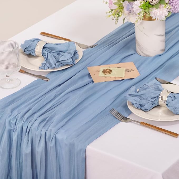 Cloth Napkins Set of 100 21"x21" Reusable Cheesecloth Napkins Dusty Blue | Boho Rustic Dinner Napkins Washable Gauze Table Napkins Cloth Hemmed Edges for Wedding Bridal Shower Family Gathering Decor - Image 4