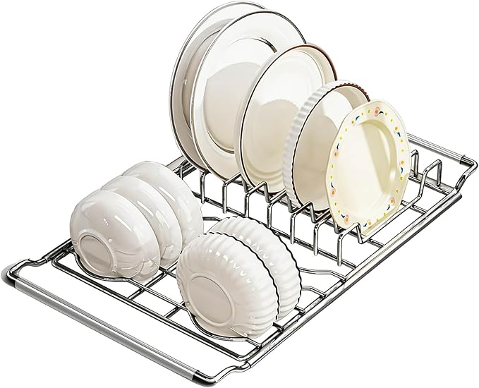 Collapsible Dish Drying Rack, Stainless Steel – Compact Foldable Kitchen Counter Organizer for Small Spaces, Silver by Unknown