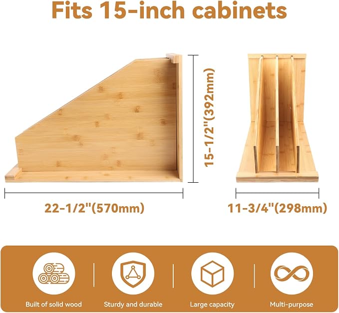 Upgraded Tray Dividers for Cabinets,15in Hx22in Dx12in W, Kitchen Cabinet Tray Divider for Pans, Lids, Pot And Pan, Cookie Sheet. with 3 Dividers,Keeping The Kitchen Organized（1） - Image 7