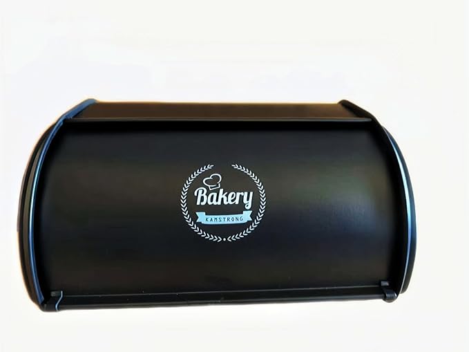 Vintage Roll-Top Bread Box, Black Stainless Steel Farmhouse | Small Metal Bread Bin Storage Container Kitchen Countertop Homemade Sourdough Loaf Roll Top - Image 7