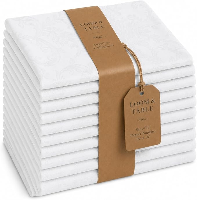 Lapland Grey Cloth Napkins by Loom & Table - Set of 12 - Elegant, Wrinkle-Resistant, Machine Washable – Luxury Napkin for Dining Room, Weddings, Dinner Parties, Holidays, Birthdays - 18 X 18 by LoomandTable