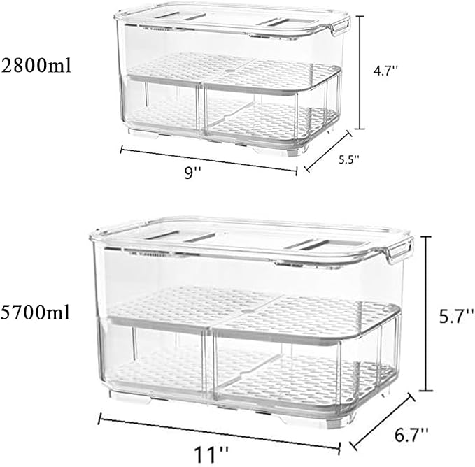 Refrigerator Organizer Bins, Stackable Freezer Lettuce Keeper with Lids and Removable Drain Tray Food Storage Containers for Fridge Freezer Cabinet Kitchen Organization - 4 Pack - Image 3
