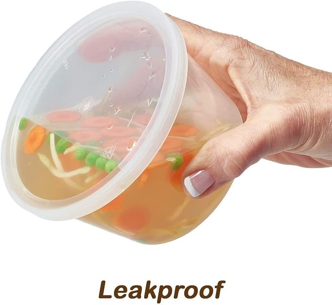Deli Containers with Lids 16oz - Disposable Leakproof Food Storage Cups - Microwaveable Takeout Food Storage Containers Container - Set of 240 - Image 2
