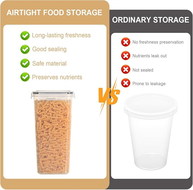 Cozary 2.8L Airtight Food Containers 4 Pieces, Plastic Food Containers with Label, BPA-Free, Airtight Food Storage Jars for Pasta, Cereals, Muesli, Flour - Image 6