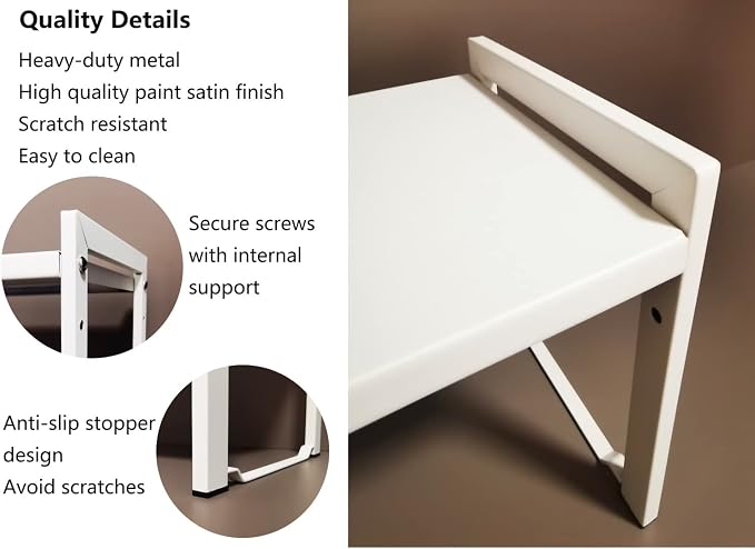 Expandable Cabinet Shelf Organizer 16-26" L Stackable Kitchen Counter Shelf Rack Stand Sink Riser Countertop Storage White (Normal 7.9”D) - Image 3
