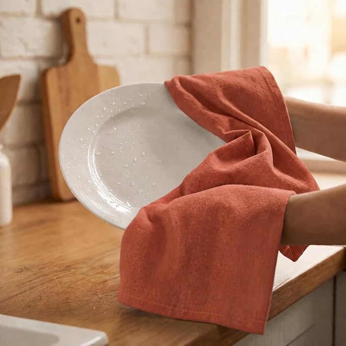 Urban Villa Kitchen Towels Cotton Dish Towels 20”x30” (Set of 6) Rust - Image 7
