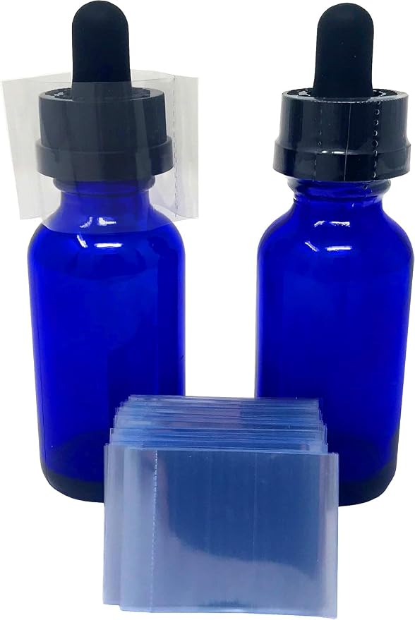 45 x 23 mm Clear Perforated Shrink Band for Boston Round Bottles, Tincture Bottles & Dropper Bottles [Cap Diameter: 1"] Pack of 250 by SupplementandSupply