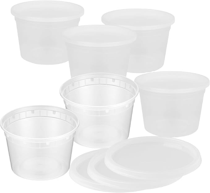 Reusable Plastic BPA-Free Food Storage Deli Container Leak‑Proof | 16oz, 20 set, Heavy Duty, Microwave, Freezer & Dishwasher Safe, Stackable - Image 2