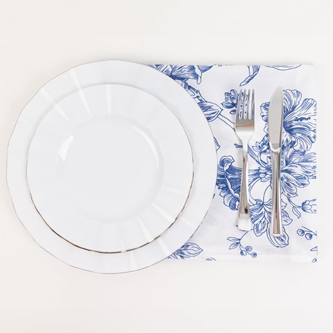 Efavormart Premium Cloth Napkins Set of 5, 20x20 Inch White/Blue Seamless Dinner Napkins, Washable Linen Table Napkin Cloth with Hemmed Edges for Weddings, Party and Banquet - Image 3