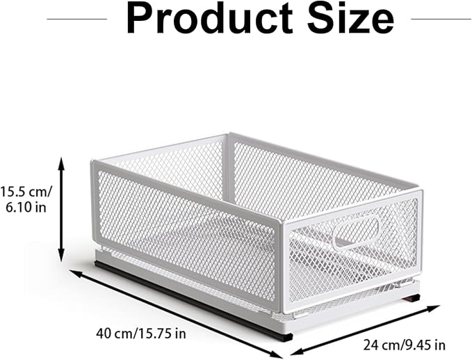 Pull Out Cabinet Organizer, Slide Out Drawers Fixed with Adhesive Nano Film, Pantry Shelves Sliding Drawer Storage Organization for Kitchen/Bathroom/Bedroom (15.7*9.4*6.1inch/40*24*15.5cm) - Image 3