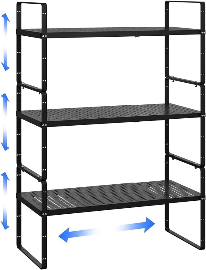 80LBS Loading-Bearing Heavy Duty Kitchen Storage Shelf | Expandable Cabinet Shelf Organizer, Stackable Adjustable Storage Shelves for Kitchen Cabinet Cupboard Pantry Counter by LOCVCDA
