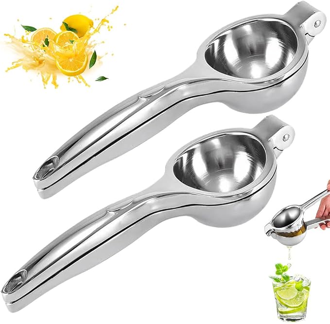 Lemon Squeezer Stainless Steel,Manual Citrus Juice Press Squeezer for Lemons Orange and Limes,Handheld Citrus Squeezer Squeeze Out as Much Juice as Possible (2PC) by jitaty