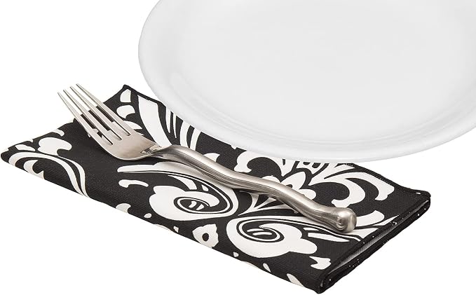 Black Napkins Cloth Fabric, 100% Cotton Linen Napkin for Black and White Wedding Reception Table Settings, Table Decor Tablescapes, 18" x 18" Dinner, Set of 4 - Image 6