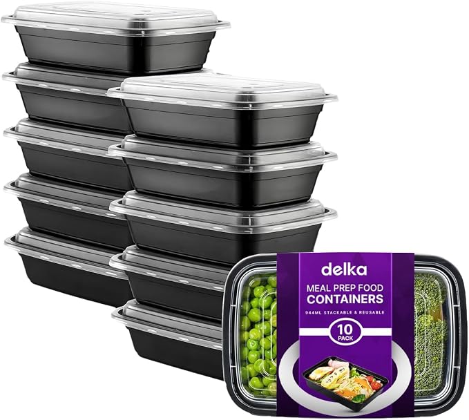 delka Meal Prep Containers -944ml | BPA-Free, Reusable Food Storage Boxes | Microwave, Freezer & Dishwasher Safe | Leakproof & Stackable for Healthy Meal Planning & Portion Control (10 Pack) - Image 7