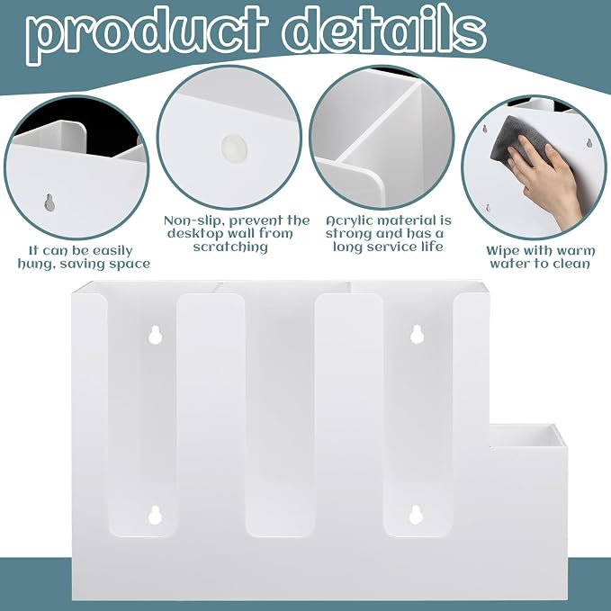 4 Compartments Acrylic Coffee Cup and Lid Storage Organizer Holder Disposable Paper Cup Dispenser Organizer Plastic Lid Holder Accessories for Kitchen Bar Shop Party Supplies (White) - Image 3