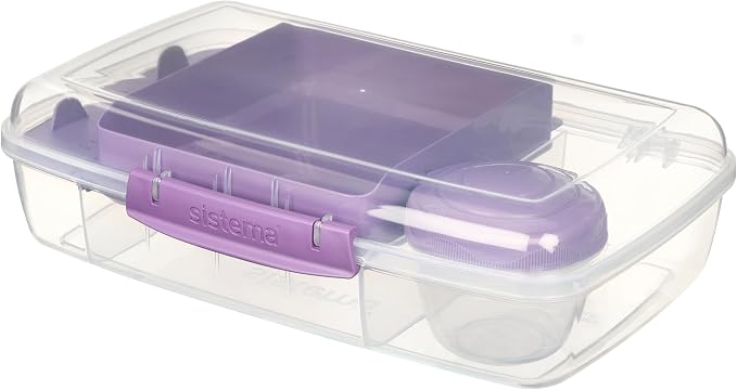 Sistema To Go 1.76L (3-Pack) Bento Box Food Storage Containers, School Lunch Boxes with Removable Dividers & Snack Pot, Freezer, Microwave, & Dishwasher-Safe, Assorted Colors, BPA-Free - Image 6