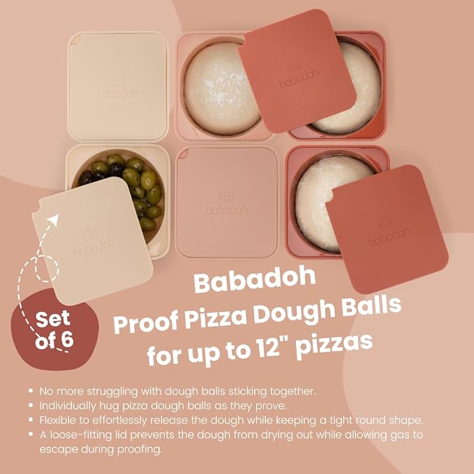Babadoh Pizza Dough Proofing Silicone Containers with Lids | Pizza Making Accessories | Set of 6 | Multi Spice (2 Sesame, 2 Scallop, 2 Nduja) | Original Size (make 12" Pizzas) - Image 2