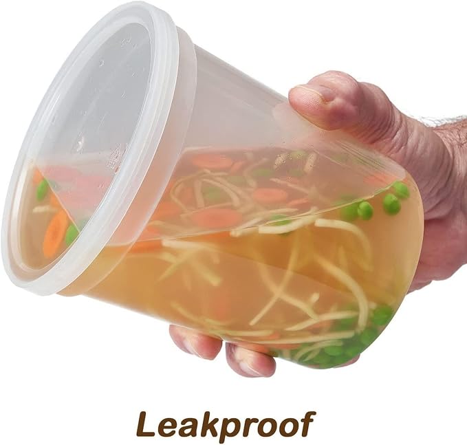 Deli Containers with Lids 32oz - Disposable Leakproof Food Storage Cups - Microwaveable Takeout Food Storage Containers Container - Set of 240 - Image 2
