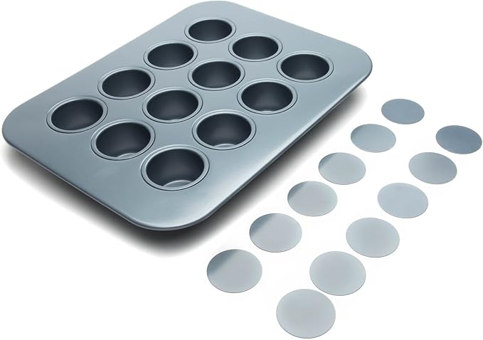 Fox Run Mini Cheesecake Pan with Removable Bottoms, Non-Stick, 10.5 x 14 x 1.5 inches | Removable Bottoms & Nonstick For Easy Release | Makes 12 Mini Cheesecakes | Carbon Steel Small Cheesecake Baking Pan by foxrunbrands