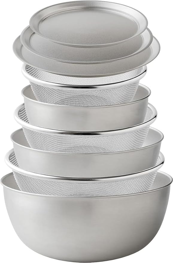 Ernest A-0077971 Bowl Colander Plate Set, 9 Piece Set, 5.9/7.1/8.3 inches (15/18/21 cm), Scratch Resistant (Made in Special Processing Stainless Steel, "New Galaxy"), 18-8 Stainless Steel, Specialty by Arnest