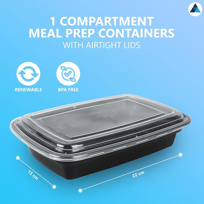 50 Pcs- 30oz Meal Prep Containers Reusable 1 Compartment Food Storage Containers with Airtight Lids, BPA Free, Stackable - Image 2