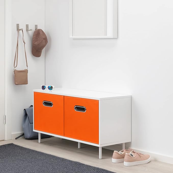 Fabric Cubby Storage Bins,13x13x13 Inches,Cube Organizer Bin Foldable Storage Boxes with Dual Handles Fabric Organizer Box and collapsible Storage basket,Set of 8,Orange - Image 4