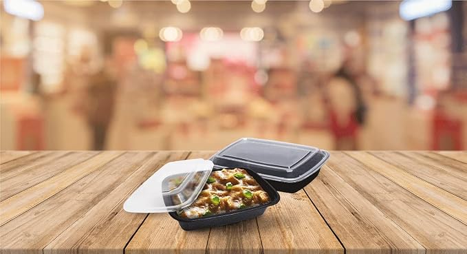 50 sets Rectangle 28oz Meal Prep Containers with lids Microwavable Food Container Plastic BPA Free Rectangle - Image 2
