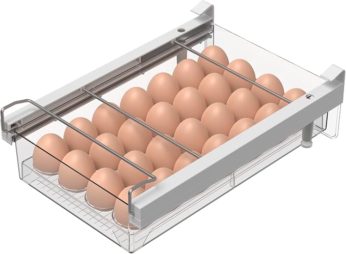 Large Refrigerator Drawer with Removable 28 Grid Egg Tray, Clear Egg Drawer for Fridge Organizer Bins, Fridge Storage Container Under Shelf Holder for Fruit,Vegetable,Meat,Cheese by vacane