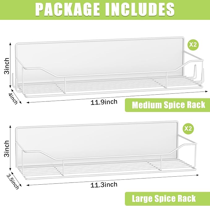 Magnetic Spice Rack for Refrigerator, 4 Pack Metal Strong Magnet Spice Organizer Shelves, Magnetic Fridge Shelf for Kitchen Seasoning Organizer Gadgets, Home Organization and Storage (White) - Image 2