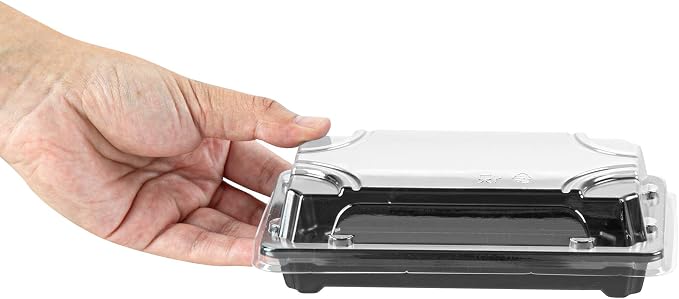 Restaurantware Plastic Sushi Trays 100 Pack of 6.1 x 3.5 x 1.77 Inch With Clear Lids Leak-Resistant Sushi Take Out Boxes Stackable Containers For Grab-And-Go - Image 8