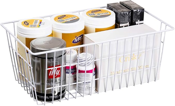 SANNO 14" Freezer Baskets Wire Storage Baskets for Organizing Pantry Organization Bins Cabinets - Metal Basket Kitchen, Laundry, Garage, Fridge, Bathroom Countertop Organizer - Image 4