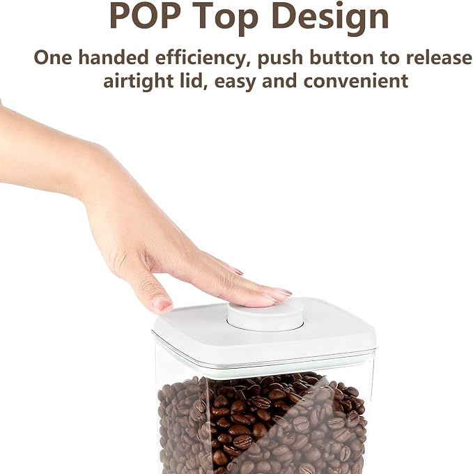 Pop Food Storage Containers Set Large Airtight Food Storage Containers with Pop Lids, Kitchen Pantry Organization and Storage, Cereal, Rice, Flour, Pasta & Snack Container, BPA Free, 2 x 2.8Qt - Image 2