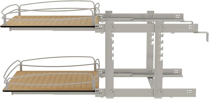 Rev-A-Shelf 2 Tier Pull Out Kitchen Cabinet Storage Organizer with Solid Bottom & Undermount Soft-Close Full Extension Slides, Min Opening Width of 20", 54BK-21SC-2-1 - Image 8