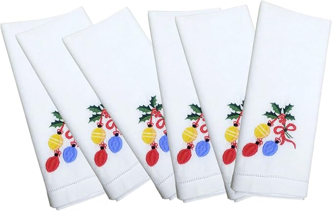 – Embroidered Cloth Napkin Balloons & Holly Christmas Cotton Napkins Set of 6, 20 x 20”, Hemstitch Table Napkins, Machine Washable, Daily & Holidays, Great Gift Ideas by Unknown
