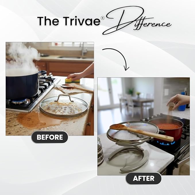 Trivae 4-in-1 Pot Lid Holder and Kitchen Trivet for Countertop – Durable Cast Aluminum Hot Pan Stand & Cake Display – Heat Resistant Silicone, Space Saving Foldable Design - Image 2