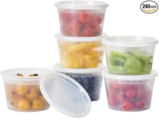 [240 Set - 16 oz.] Plastic Deli Food Storage Containers With Lids, Disposable togo containers for soup, Meal Prep, Slime | BPA Free | Stackable | Leakproof | Microwave | Dishwasher | Freezer Safe by FULING