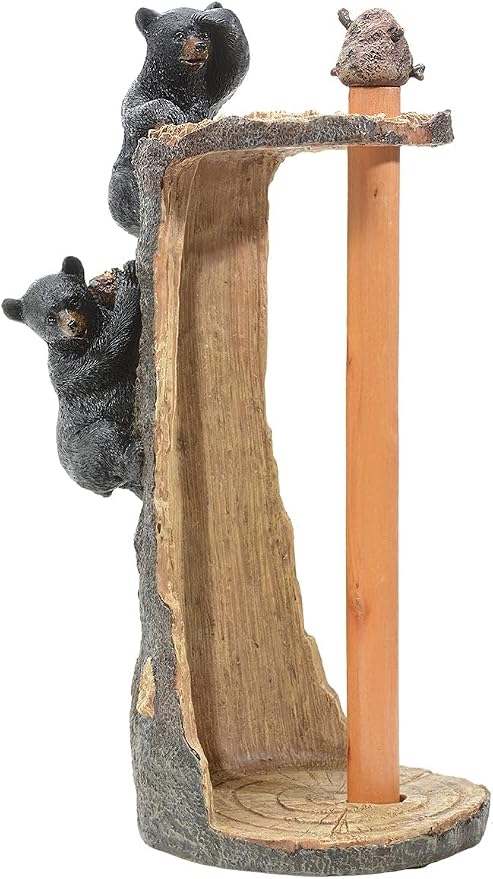 Rustic Lodge Kitchen Decor with Beehive Finial 7 1/2" Wx7 Dx15 1/2" H | Features two playful bear cubs climbing for honey on a realistic bark finish - Image 5