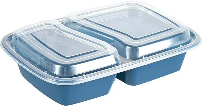 Restaurantware-Asporto 26 Ounce Compartment Take Out Boxes, 100 Microwavable Meal Prep Containers - 2 Compartments, With Clear Plastic Lids, Midnight Blue Plastic Food Containers, Do Not Contain BPA - Image 12