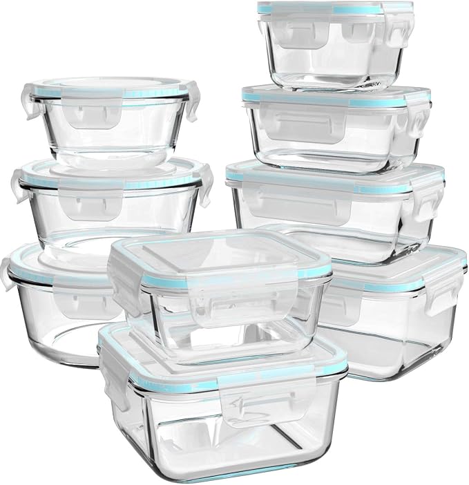 AILTEC 9 pack & 8 pack Glass food storage containers with lids,Glass meal prep containers - Image 2
